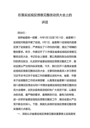 在落实巡视反馈意见整改动员大会上的讲话.docx