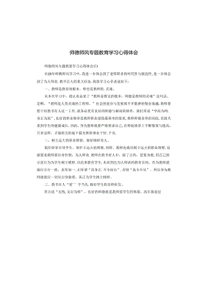 师德师风专题教育学习心得体会.docx