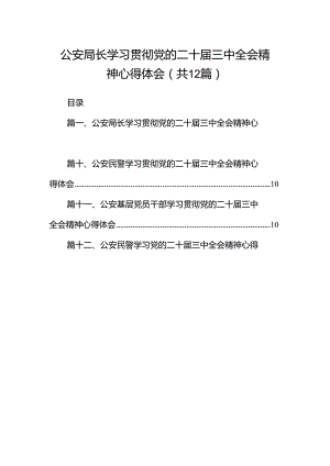 公安局长学习贯彻党的二十届三中全会精神心得体会12篇（详细版）.docx