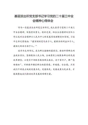 基层派出所党支部书记学习党的二十届三中全会精神心得体会.docx