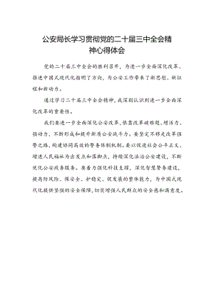 公安局长学习贯彻党的二十届三中全会精神心得体会.docx