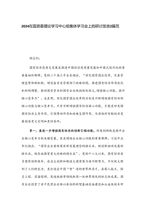 2024在国资委理论学习中心组集体学习会上的研讨发言2篇范文.docx
