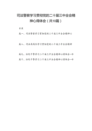 司法警察学习贯彻党的二十届三中全会精神心得体会10篇供参考.docx