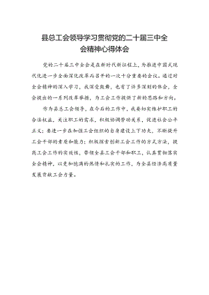 县总工会领导学习贯彻党的二十届三中全会精神心得体会.docx