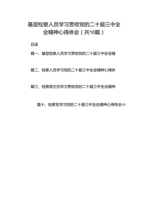 基层检察人员学习贯彻党的二十届三中全会精神心得体会10篇（详细版）.docx