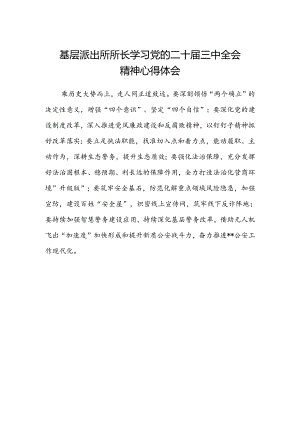 基层派出所所长学习党的二十届三中全会精神心得体会范本.docx