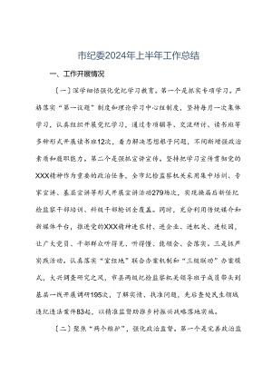 市纪委2024年上半年工作总结.docx