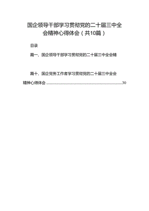 国企领导干部学习贯彻党的二十届三中全会精神心得体会十篇（精选）.docx
