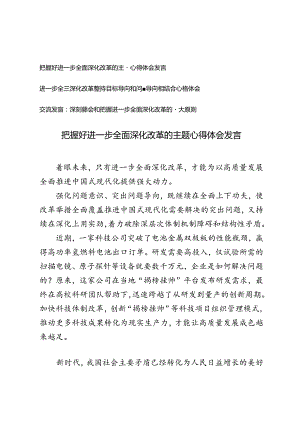 2024年进一步全面深化改革坚持目标导向和问题导向相结合心得体会交流发言.docx