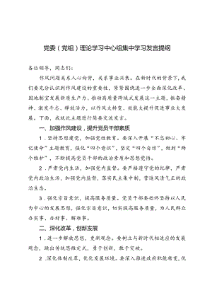 2024年党委（党组）理论学习中心组集中学习发言提纲.docx