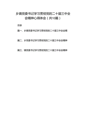 乡镇党委书记学习贯彻党的二十届三中全会精神心得体会【10篇】.docx