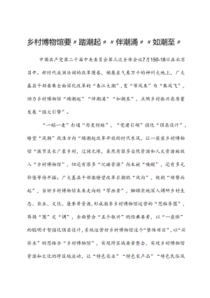 二十届三中全会心得体会：乡村博物馆要“踏潮起”“伴潮涌”“如潮至”.docx
