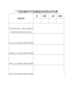 党支部班子作风建设情况民主评议表.docx