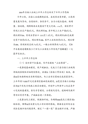 2024年沿海工业城上半年工作总结及下半年工作思路.docx