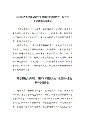 司法行政系统基层党员干部学习贯彻党的二十届三中全会精神心得体会8篇（详细版）.docx