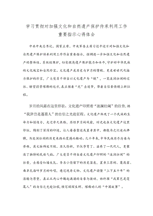 学习贯彻对加强文化和自然遗产保护传承利用工作重要指示心得体会.docx