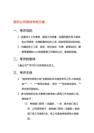 医药公司绩效考核方案模板.docx