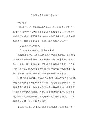 X县司法局上半年工作总结 .docx