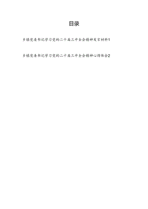 乡镇党委书记学习二十届三中全会精神研讨发言材料心得体会2篇.docx
