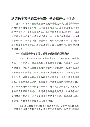 副镇长学习党的二十届三中全会精神心得体会.docx