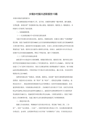 乡镇乡村振兴述职报告 13篇.docx