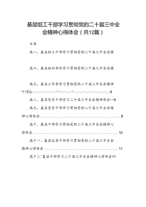 基层组工干部学习贯彻党的二十届三中全会精神心得体会（共12篇选择）.docx