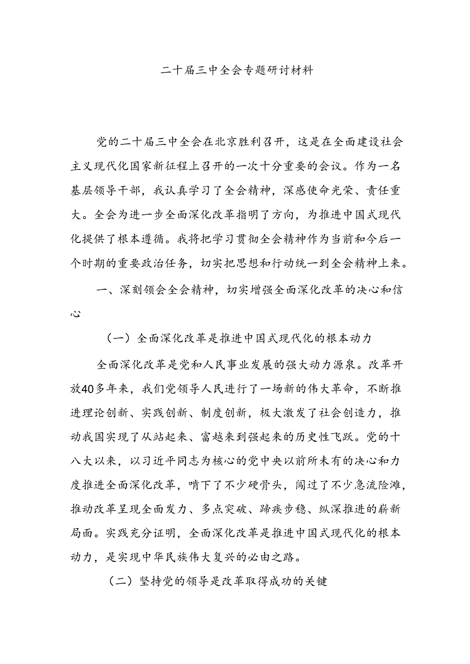 10篇二十届三中全会专题研讨材料.docx_第1页