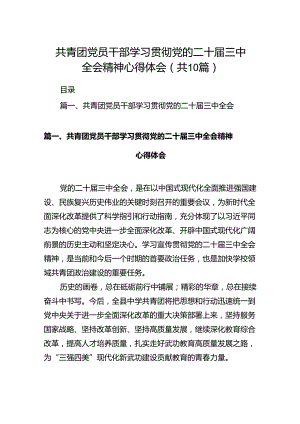 共青团党员干部学习贯彻党的二十届三中全会精神心得体会（共10篇）.docx