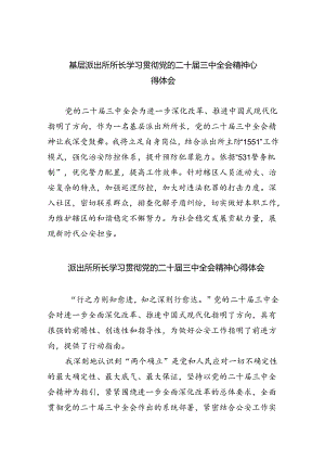 基层派出所所长学习贯彻党的二十届三中全会精神心得体会范文精选(8篇).docx
