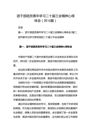 团干部团员青年学习二十届三全精神心得体会 （汇编10份）.docx