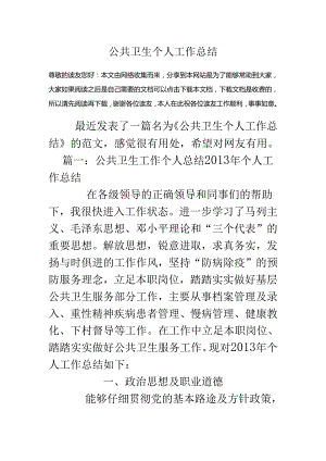 公共卫生个人工作总结.docx