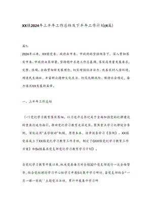 （4篇）XX镇2024年上半年工作总结及下半年工作计划.docx