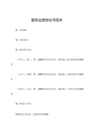 股东出资协议书范本.docx