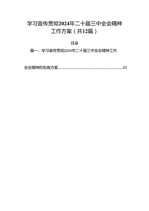 （12篇）学习宣传贯彻2024年二十届三中全会精神工作方案（精选）.docx