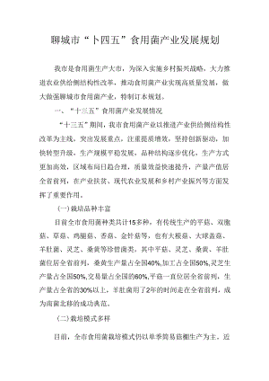 聊城市“十四五”食用菌产业发展规划.docx