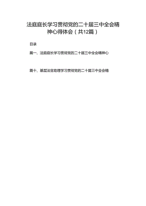 法庭庭长学习贯彻党的二十届三中全会精神心得体会12篇（精选）.docx