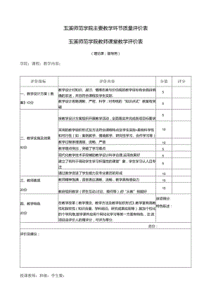 玉溪师范学院主要教学环节质量评价表.docx