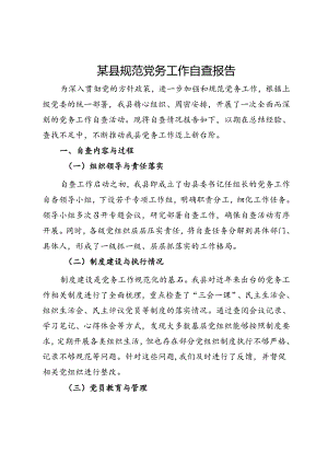 某县规范党务工作自查报告.docx