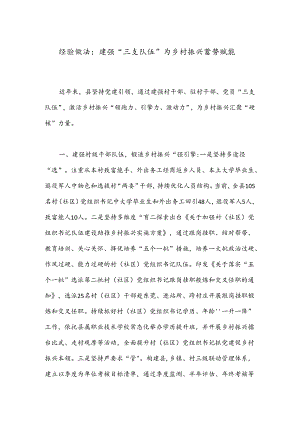 经验做法：建强“三支队伍”为乡村振兴蓄势赋能.docx