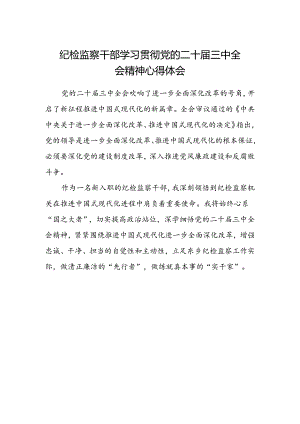 纪检监察干部学习贯彻党的二十届三中全会精神心得体会精选.docx