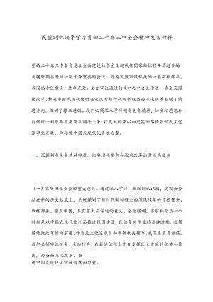民盟副职领导学习贯彻二十届三中全会精神发言材料.docx