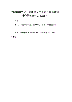 法院党组书记、院长学习二十届三中全会精神心得体会（共10篇）.docx