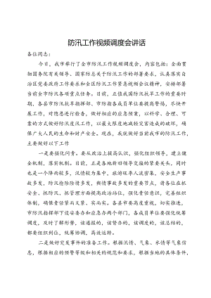 领导干部在防汛工作视频调度会上的讲话.docx
