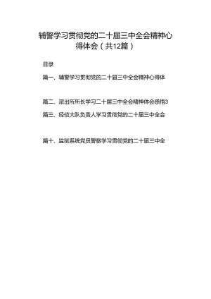 辅警学习贯彻党的二十届三中全会精神心得体会（共12篇选择）.docx