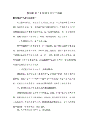 教师培训个人学习总结范文两篇.docx