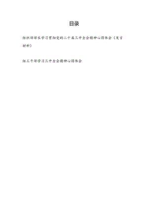 组织部部长组工干部学习贯彻党的二十届三中全会精神心得体会研讨发言材料2篇.docx
