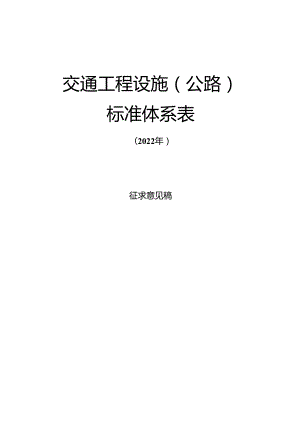 附件1+交通工程设施（公路）标准体系表（2022年）+（征求意见稿）.docx