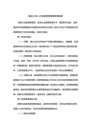 重庆公司人力资源管理预算管理制度.docx