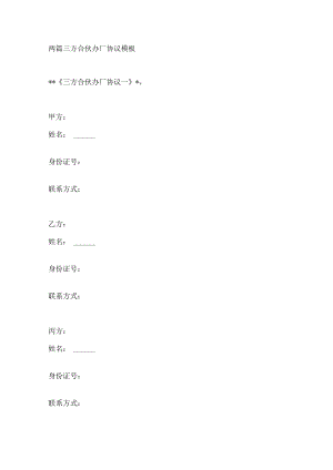 两篇三方合伙办厂协议模板.docx