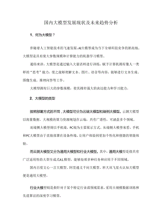 国内大模型发展现状及未来趋势分析.docx